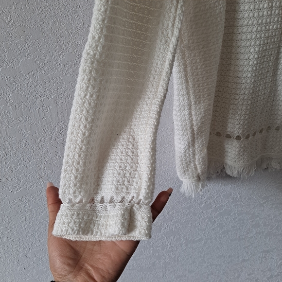 J. Crew Fringe Crochet White Sweater - Picture 4 of 7